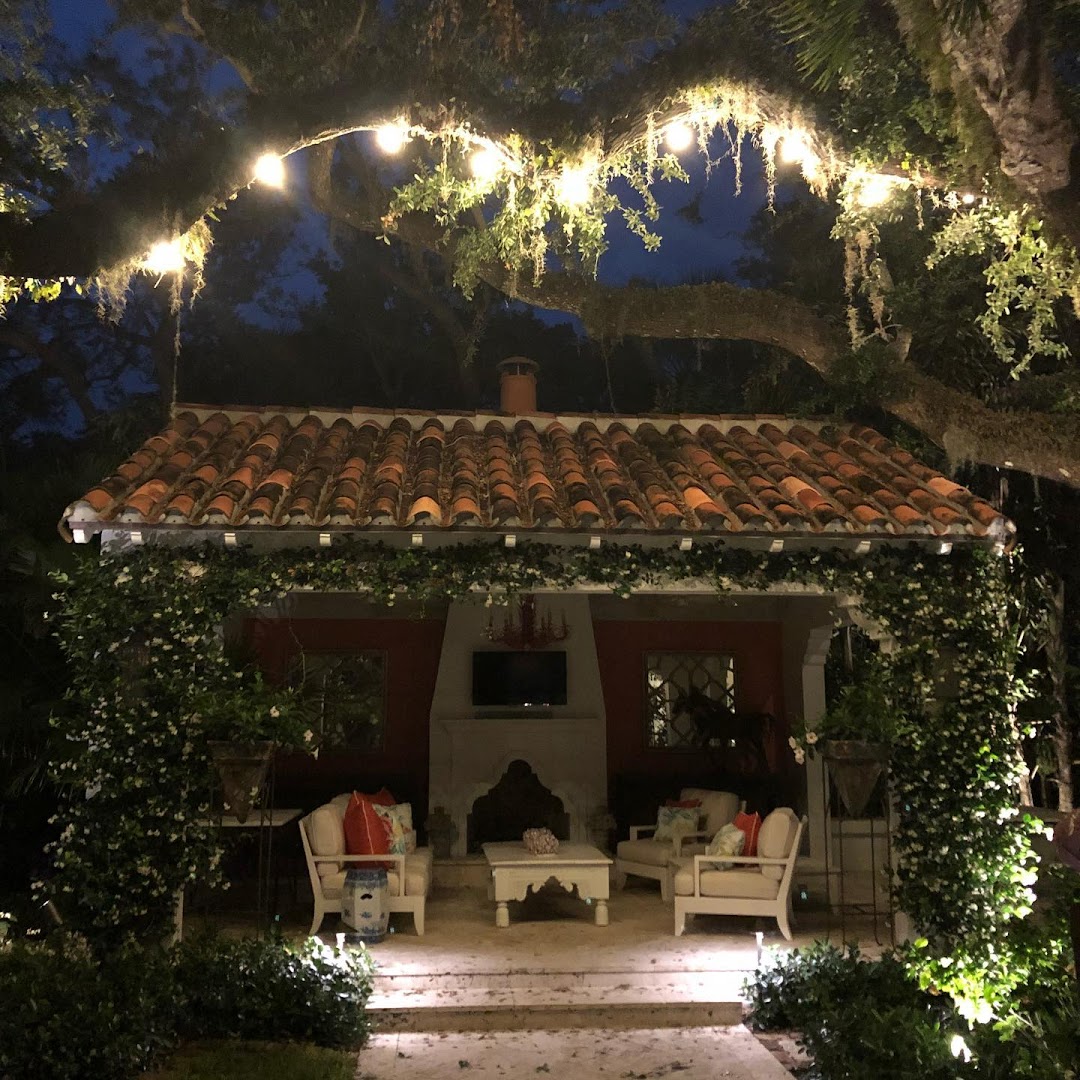 Outdoor patio string lighting at night, Vero Beach FL